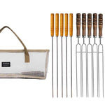 NOBANA Outdoor BBQ Grilling Fork Portable Stainless Steel Wooden Handle Grilling Skewer With Storage Bag, 7pcs /Set White, 7pcs /Set Black, 10pcs /Set White, 10pcs /Set Black