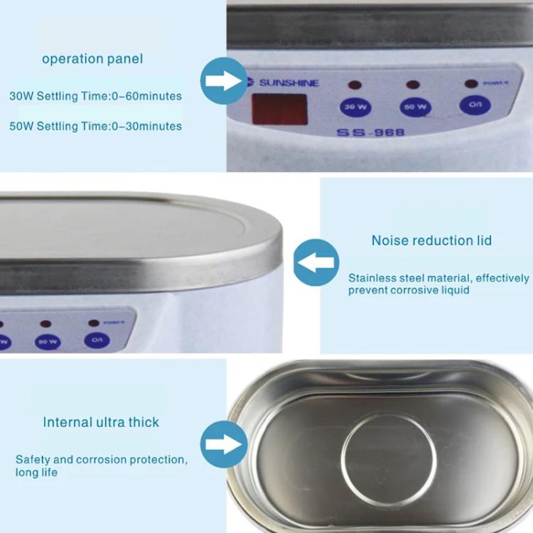 SUNSHINE 968 Mini Jewellery Glasses Cleaner Ultrasonic Cleaner, EU Plug, US Plug