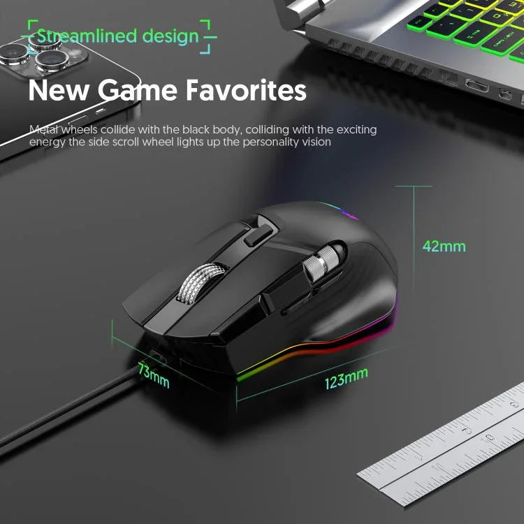 Chuột chơi game có dây MKESPN X13 RGB tốc độ đầy đủ 12400 DPI 10 phím, bánh xe cuộn kép, lập trình macro, X13