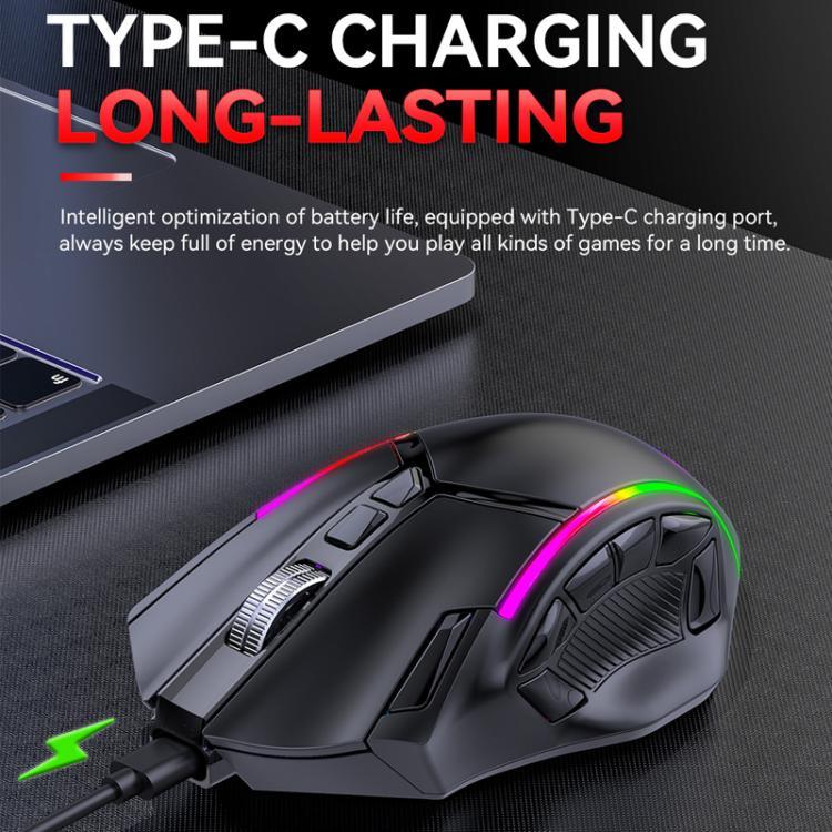 Chuột chơi game không dây MKESPN W605 ba chế độ 24000 DPI 12 phím tùy chỉnh macro, W605