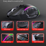 Chuột chơi game không dây MKESPN W605 ba chế độ 24000 DPI 12 phím tùy chỉnh macro, W605