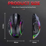 Chuột chơi game không dây MKESPN W605 ba chế độ 24000 DPI 12 phím tùy chỉnh macro, W605