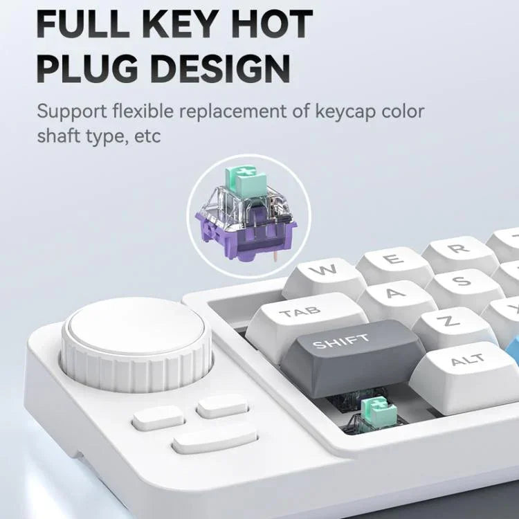 Bàn phím chơi game có dây USB-C MKESPN 19 phím, lập trình macro, thiết kế thay thế nóng với núm điều khiển & bánh xe joystick cuộn, K811 Màu đen