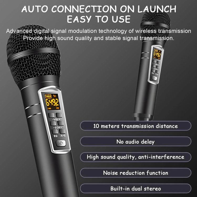 Máy karaoke hộp gỗ SDRD với hệ thống loa tích hợp mic đôi không dây, hỗ trợ USB/Thẻ TF