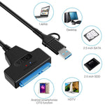 Cáp chuyển đổi USB 3.0/USB-C sang SATA 22 chân cho ổ cứng HDD/SSD laptop 2.5 inch, dài 25cm