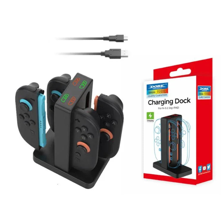 Trạm sạc từ tính 4 trong 1 DOBE cho Nintendo Switch 2 tay cầm với đèn LED chỉ báo & ngăn đựng cartridge, TNS-3192B