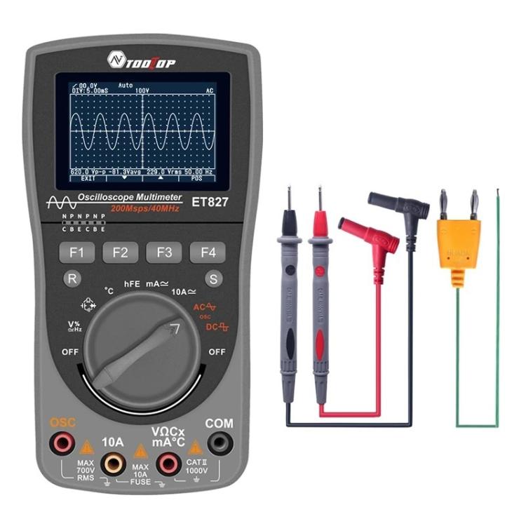Máy hiện sóng đồng hồ vạn năng 200Msps, tần số lấy mẫu 40MHz, máy hiện sóng + đồng hồ vạn năng 2 trong 1, ET827