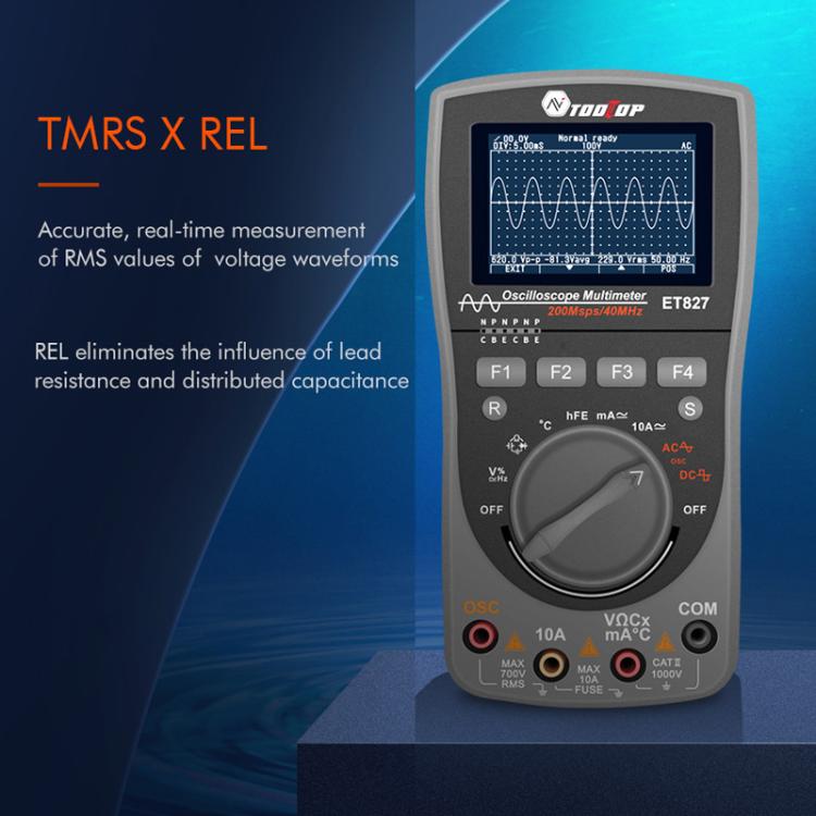 Máy hiện sóng đồng hồ vạn năng 200Msps, tần số lấy mẫu 40MHz, máy hiện sóng + đồng hồ vạn năng 2 trong 1, ET827