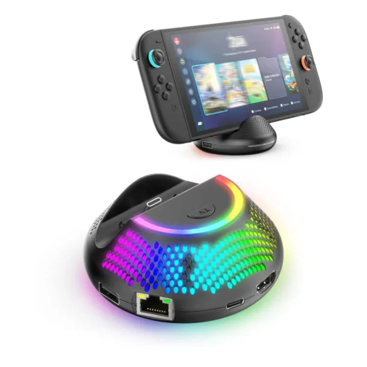 Dock TV 4K 60Hz 5 trong 1 JYS cho Nintendo Switch 2 kèm cổng Ethernet Gigabit và đèn nền RGB, JYS
