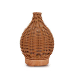 100ML Hollow Rattan Ultrasonic Humidifier & Aromatherapy Diffuser with 7-Color LED Lights, 5V USB, 24V EU Plug