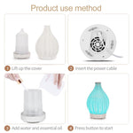 100ML Hollow Rattan Ultrasonic Humidifier & Aromatherapy Diffuser with 7-Color LED Lights, 5V USB, 24V EU Plug