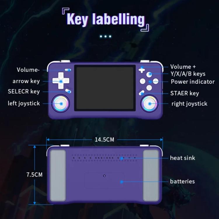 Máy chơi game cầm tay cổ điển 3.5 inch XF35H với hệ điều hành Linux và đèn RGB, bộ nhớ 64G, 128G