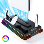 For PS5 Pro / PS5 Slim / PS5 Multifunctional Cooling Base With Dual Handle Charging Dock, YH66S Piano Style With Colorful Light White, YH66S Piano Style With Colorful Light Black, YH66 White, YH66 Black White, YH66 Black