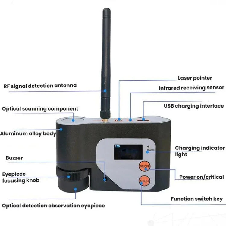 Máy phát hiện quét hồng ngoại laser Máy tìm camera WiFi, DS-318