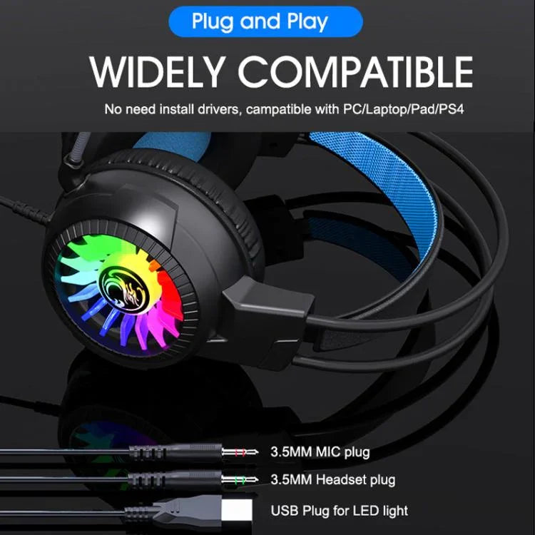 Tai nghe chơi game có dây máy tính thể thao điện tử phát sáng kèm micro, iMICE HD-490 đèn nhiều màu 3.5mm, iMICE HD-490 đèn RGB 7.1mm