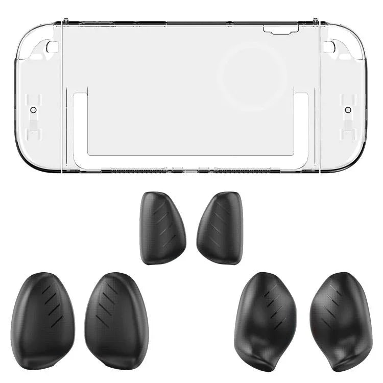 For Nintendo Switch 2 Split Design Crystal PC Protective Case with 3 Sizes Ergonomic Grips, Clear+ Red Blue, Clear+Green Blue, Clear+Black, Clear Black+Red Blue, Clear Black+Green Blue, Clear Black+Black