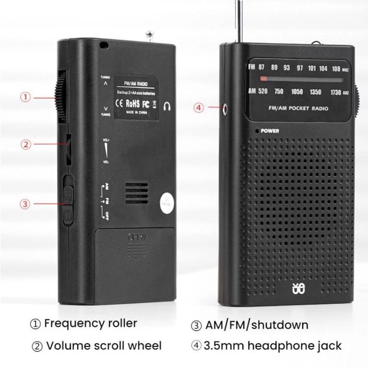 Máy nghe radio FM/AM đa kênh bỏ túi di động có kim chỉ