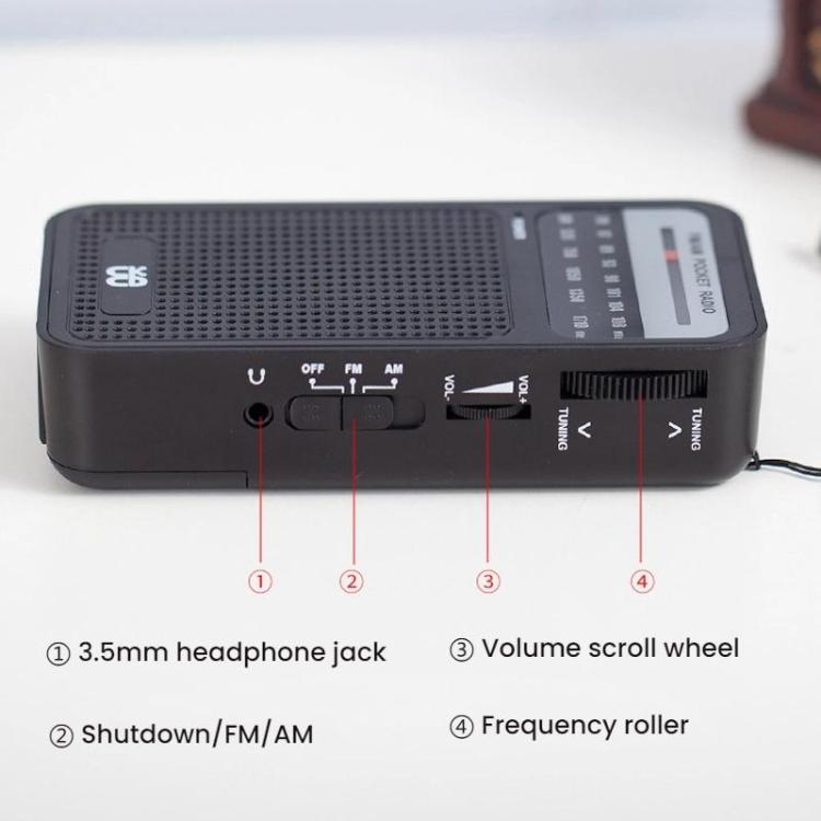Máy nghe radio AM/FM đa kênh bỏ túi di động có kim chỉ