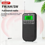 Máy nghe radio FM/AM/SW đa băng tần nhạy cao điều khiển bằng đồng hồ bỏ túi, Dành cho EU, Dành cho US