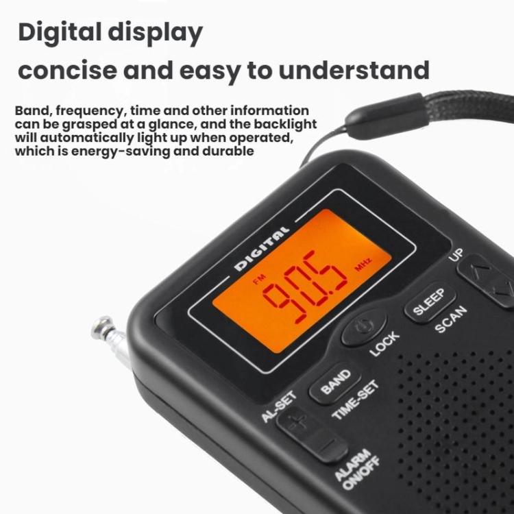 Máy nghe radio FM/AM điều khiển bằng đồng hồ stereo bỏ túi, Dành cho EU, Dành cho US