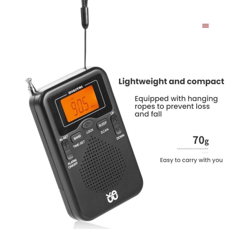 Máy nghe radio FM/AM điều khiển bằng đồng hồ stereo bỏ túi, Dành cho EU, Dành cho US