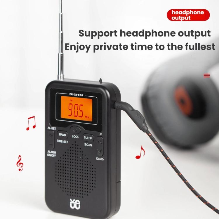 Máy nghe radio FM/AM điều khiển bằng đồng hồ stereo bỏ túi, Dành cho EU, Dành cho US