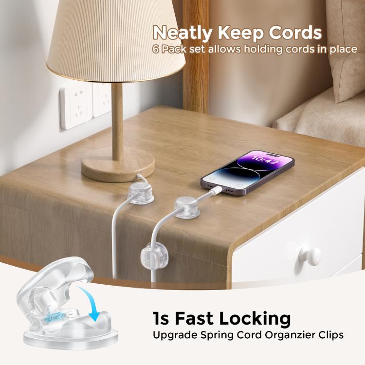 Bộ 6 Kẹp Tổ Chức Cáp Dán Đa Năng Trên Bàn AhaStyle WG178 Kẹp Cáp Sạc Dữ Liệu