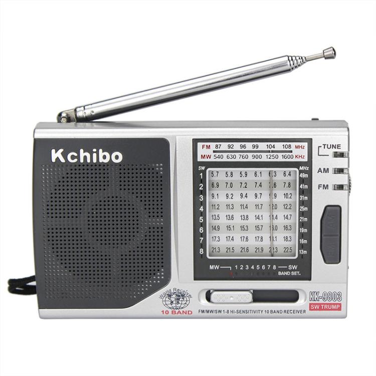 Đài radio di động Kchibo 10 băng tần AM/FM/SW với loa chất lượng cao, máy thu đa băng tần mini KK-9803