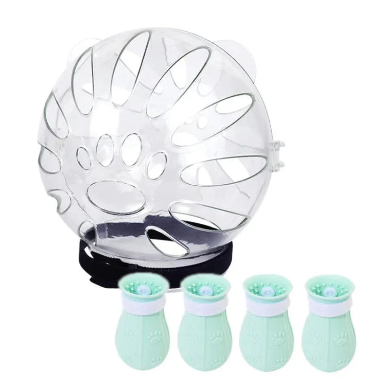 Mũ Không Gian Mèo Che Miệng Chống Cắn + Bao Chân Thế Hệ Thứ Hai, Nhỏ Màu Xanh Nhạt, Nhỏ Màu Hồng, Nhỏ Màu Xanh Dương Nhạt, Lớn Màu Xanh Nhạt, Lớn Màu Hồng, Lớn Màu Xanh Dương Nhạt