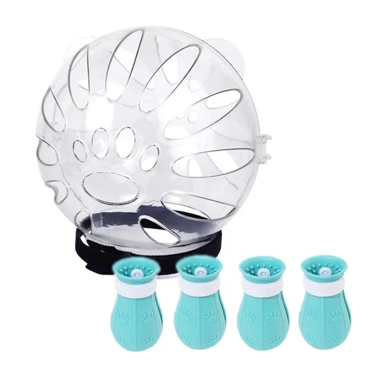 Mũ Không Gian Mèo Che Miệng Chống Cắn + Bao Chân Thế Hệ Thứ Hai, Nhỏ Màu Xanh Nhạt, Nhỏ Màu Hồng, Nhỏ Màu Xanh Dương Nhạt, Lớn Màu Xanh Nhạt, Lớn Màu Hồng, Lớn Màu Xanh Dương Nhạt