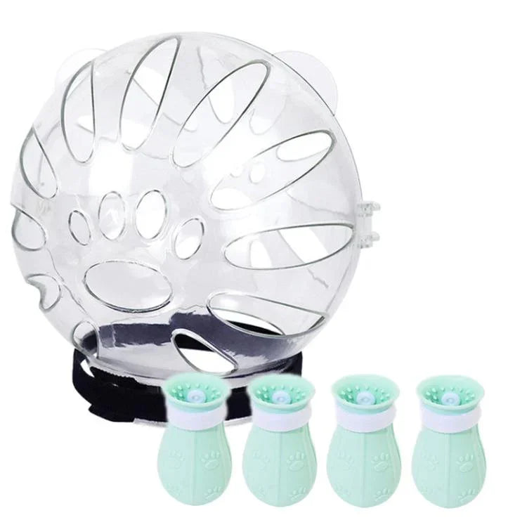 Mũ Không Gian Mèo Che Miệng Chống Cắn + Bao Chân Thế Hệ Thứ Hai, Nhỏ Màu Xanh Nhạt, Nhỏ Màu Hồng, Nhỏ Màu Xanh Dương Nhạt, Lớn Màu Xanh Nhạt, Lớn Màu Hồng, Lớn Màu Xanh Dương Nhạt