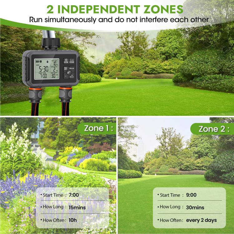 Smart Watering Timer Dual-Outlet Automatic Irrigation Controller, UK Standard, US Standard