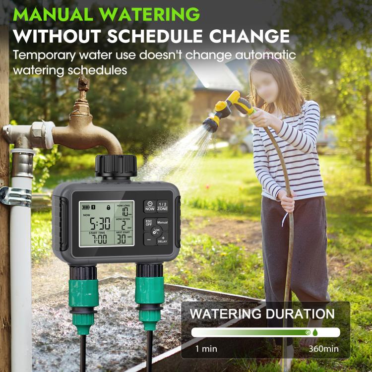 Smart Watering Timer Dual-Outlet Automatic Irrigation Controller, UK Standard, US Standard
