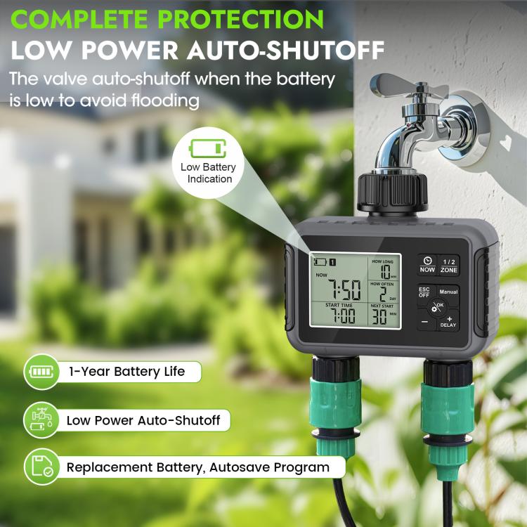 Smart Watering Timer Dual-Outlet Automatic Irrigation Controller, UK Standard, US Standard