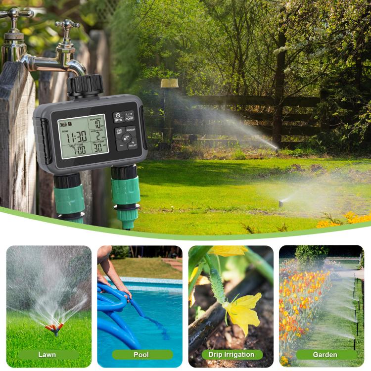 Smart Watering Timer Dual-Outlet Automatic Irrigation Controller, UK Standard, US Standard