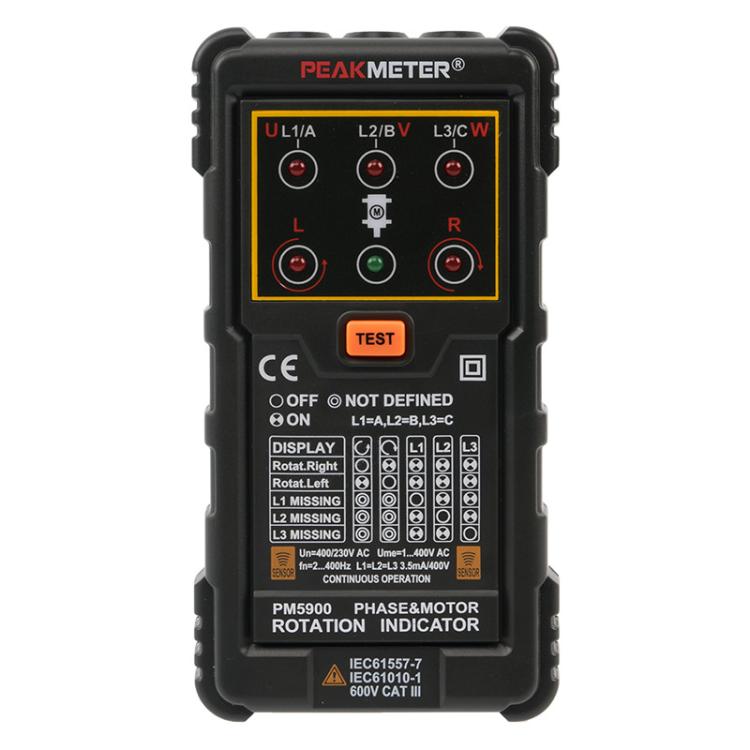 Máy kiểm tra thứ tự pha động cơ AC ba pha PEAKMETER, PM5900