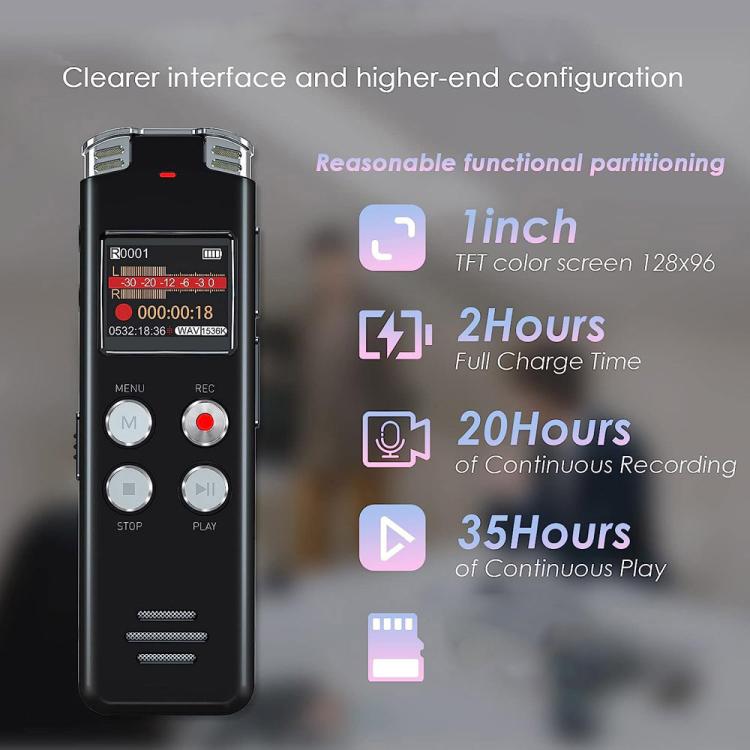 Máy ghi âm kỹ thuật số kích hoạt bằng giọng nói chống ồn HD di động cho hội nghị, dung lượng 64GB, 128GB