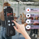 Máy ghi âm kỹ thuật số kích hoạt bằng giọng nói chống ồn HD di động cho hội nghị, dung lượng 64GB, 128GB
