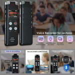 Máy ghi âm kỹ thuật số kích hoạt bằng giọng nói chống ồn HD di động cho hội nghị, dung lượng 64GB, 128GB