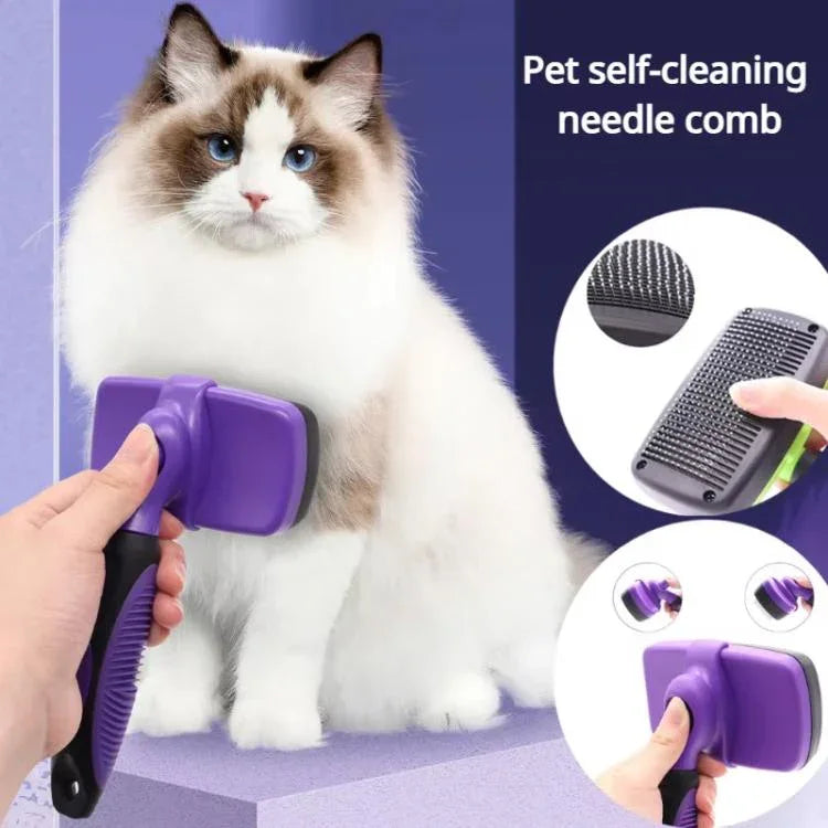 Bàn chải loại bỏ lông cho mèo & chó Dụng cụ lấy lông thả ra bằng 1 lần nhấn Bàn chải chải lông, Nhỏ, Lớn