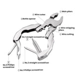 Cờ lê đa năng bằng thép không gỉ, dụng cụ EDC di động mở nắp chai, 9 trong 1