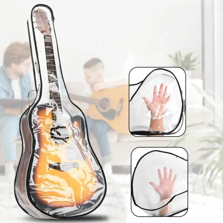 Túi đựng bụi đàn guitar điện 40-41 inch trong suốt TPU với khóa kéo đôi hộp đựng bảo vệ, 40-41 inch