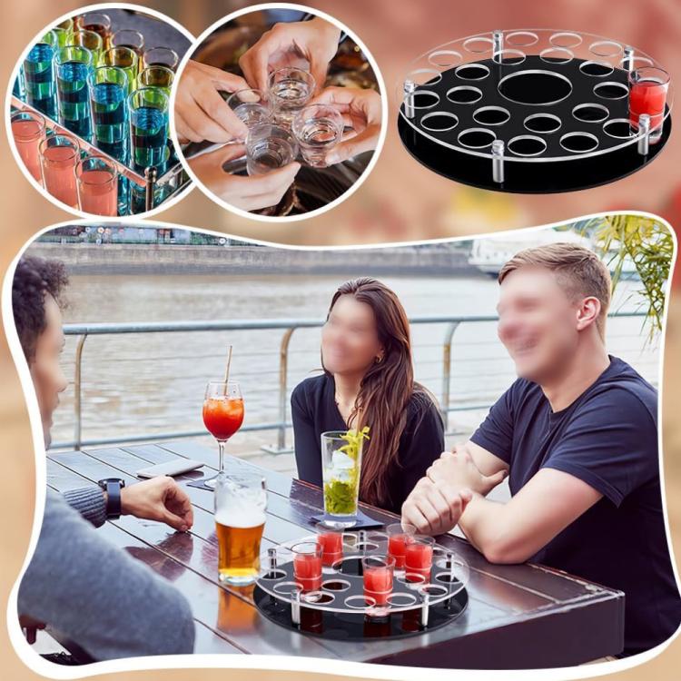 Giá đựng khay ly rượu 25 lỗ có khe để chai ở giữa, YX183 1 cái