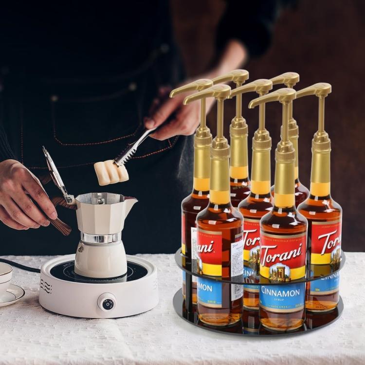 Giá đựng chai tròn bằng acrylic cho xi rô cà phê trên mặt bếp, YX175