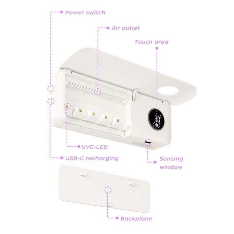 Automatic Flip-Top Drying Toothbrush UV Sterilizer Storage Rack