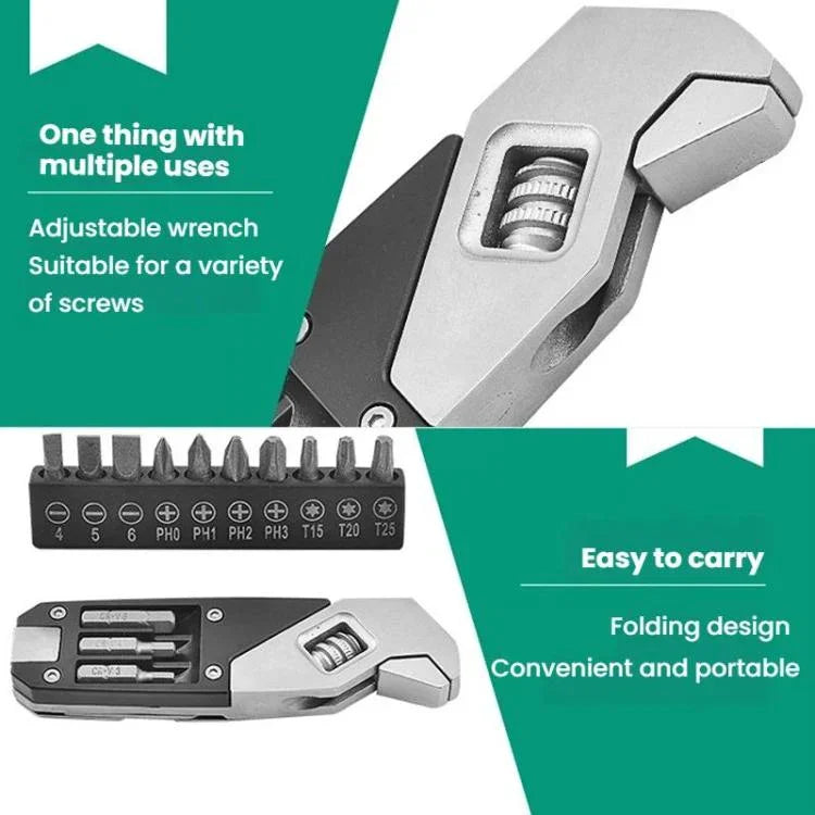 Folding Hex Key Screwdriver Stainless Steel Adjustable Wrench EDC Multi-Function Tools, 8 In 1