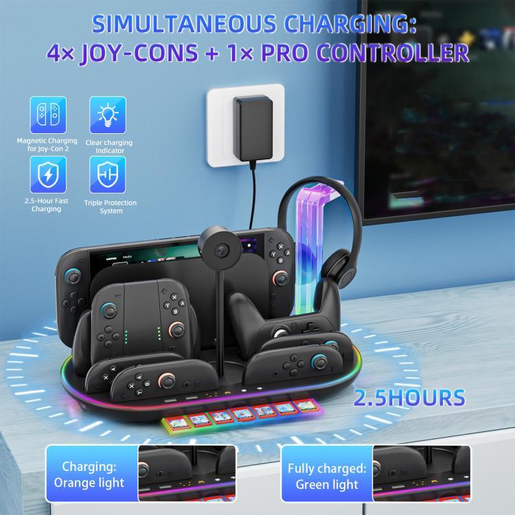 Đế sạc làm mát tích hợp có đèn RGB cho Nintendo Switch 2 JYS NS2322