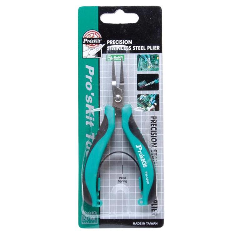 Kìm mỏ bằng thép không gỉ không răng ProsKit PM-396H, kìm mỏ phẳng chính xác cho điện tử, PM-396H