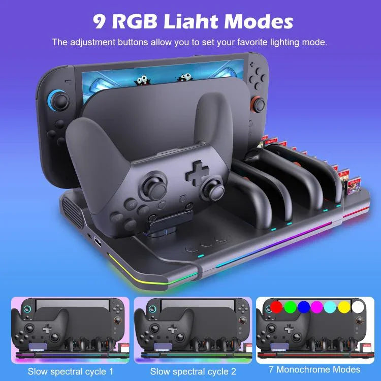 Dock sạc làm mát đa chức năng cho Nintendo Switch 2, có đèn RGB và khe cắm thẻ, SW2139