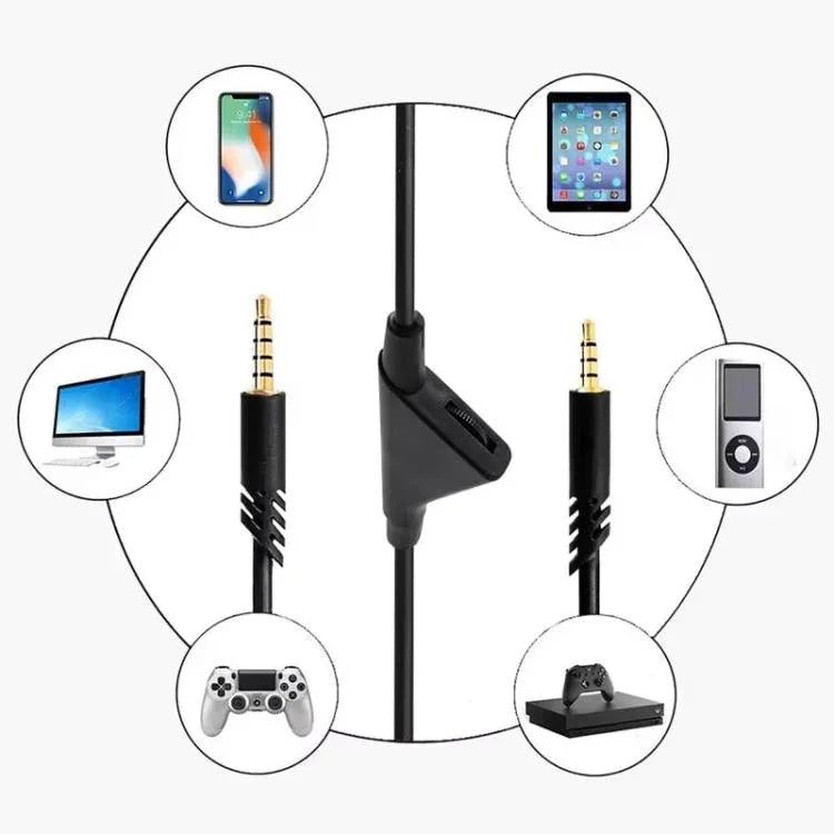 Dây cáp âm thanh bện dài 2m cho tai nghe chơi game Logitech Astro A10 / A40 / A30, nút đen, nút đen trắng, nút xám đen, điều chỉnh đen, điều chỉnh xanh, điều chỉnh xám, vuông đỏ đen, vuông đen